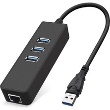 Alfais 4263 USB 3.0 To Ethernet Gigabit RJ45 3 Port Hub Çoklayıcı Adaptör 3 Portlu Yüksek Hız