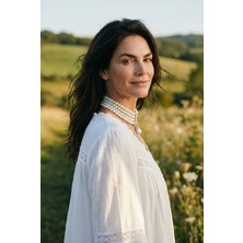 Fayra Accessories İnci Mayorka Choker Kolye Kadın Kullanıcılar için Kahverengi Maden ve İnci ile Zarif