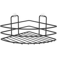 Vice Avm Kendiliğinden Yapışkanlı Montaj Gerektirmeyen Tek Katlı Banyo Askı Köşe Şampuanlık Siyah GO53/00649