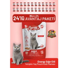 Cat food energy Sığır Etli Yetişkin Yaş Kedi Maması 85 G - 24 Adet
