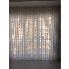 Solis Şantuklu Tül Perde Ecru Zemin Gümüş Sim 1/3 Sık Pile Ütü Istemeyen Tül