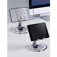 Acl Atd-01 360 Derece Dönen Metalik Telefon ve Tablet Tutucu Stand - Katlanabilir Masaüstü Destek Ünitesi Stnd