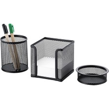 Cassa Siyah 3'lü Masa Seti - Kalemlik, Ataşlık, Kağıtlık - Estetik ve Sağlam Tel Ürünler 8915S