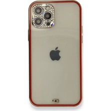 SiHako Iphone 12 Kılıf Liva Taşlı Silikon - Kırmızı