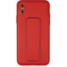 SiHako Iphone Xs Kılıf Coco Deri Standlı Kapak - Kırmızı