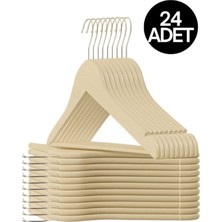 PremiumPort 24 Adet Ahşap Görünüm Plastik Elbise Askısı, Kaliteli ve Şık Set