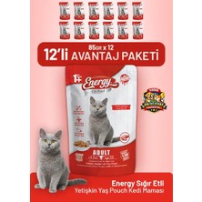 Cat food energy Sığır Etli Yetişkin Yaş Kedi Maması 85 G - 12 Adet