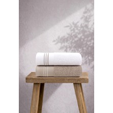 Ellia Soft Modern %100 Pamuklu Çizgi Detaylı 2'li El ve Yüz Havlusu 50X100 cm