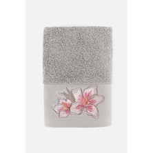 Ellia Soft Pamuk Sarmaşığı %100 Saf Pamuk Serisi, Günlük Kullanım, Çeyizlik Yüz Havlusu 50X100 cm Gri