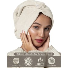 Ellia Soft Zarif Bone Hair Kalın Mikrofiber Saç Kurutma Bonesi Saç Havlusu Saç Kurulama Havlusu Krem