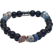 JTSS26BLK1816 Sodalit Lav Hematit Doğaltaş Esnek Siyah 8 mm Garantili Janti Bileklik