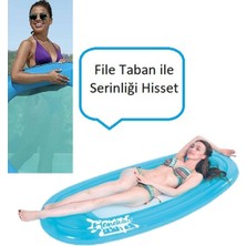 PremiumPort Mavi File Tabanlı Şişme Deniz Yatağı, Konfor ve Rahatlık Sunar