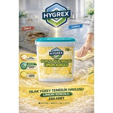 Hygrex Limon Kokulu Yüzey Temizlik Havlusu Islak Kova Mendil 250 Adet Ev Ofis Tüm Yüzeyler Kovalı Mendil Islak Kovalı Yüzey Temizleyici Havlu Easy Clean
