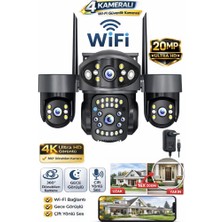 Sonreir RX18 WİFİ 4 Kameralı Güvenlik Kamerası 20MP ULTRA HD PTZ Hareketli Sesli Gece Görüşlü Akıllı Kamera