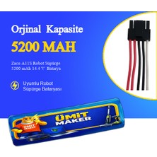 Ümit Maker Zaco A11S Robot Süpürge 5200 mAh 14.4 V  Batarya – Orjinal Uyumlu Uzun Ömürlü, Yüksek Performans Pil