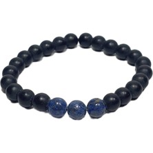 JTSS26BLK1813 Ceyt Onyx Hematit Doğaltaş Esnek Lacivert Siyah 8 mm Garantili Janti Bileklik