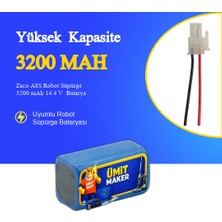 Zaco A8S Robot Süpürge 3200 mAh 14.4 V  Batarya – Orjinal Uyumlu Uzun Ömürlü, Yüksek Performans Pil