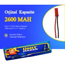 Zaco V5S Pro Robot Süpürge 2600 mAh 14.4 V  Batarya – Orjinal Uyumlu Uzun Ömürlü, Yüksek Performans Pil