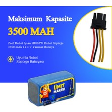 Zoef Robot Sjaan SR806W Robot Süpürge 3500 mAh 14.4 V Yanmaz Batarya – Orjinal Uyumlu Uzun Ömürlü, Yüksek Performans Pil