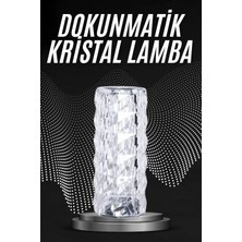 Akinco Kristal Lamba Masa Lambası Şarjlı Masa Lambası Dokunmatik Sensör USB Şarjlı