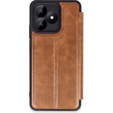 Wovna Realme Note 50 4g Kılıf Flip Cover - Taba