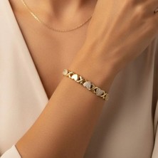 Stil Incisi/xupıng Jewelry Gömme Taşlı Kalp Model Bileklik