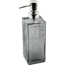 Vice Avm Cam Kare - Şeffaf Şişe--Buzlu Nokta Desen Sıvı Sabunluk 450ML Gümüş Plastik Pompa GO53/00726