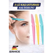 ERHCE Kaş Usturası 3'lü Yüz Tüy Kıl Jileti Bıyık Alma Kaş Düzeltme Şekillendirme