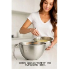 DS LLC Retroieg™ Inox Çelik Profesyonel Ölçülü Arıştırma Kabı -600 ml Sos & Hazırlık Şefi Seri