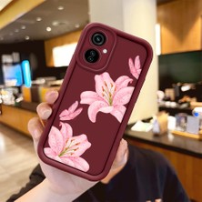 Ucuc Tecno Camon 19 Neo Uyumlu Darbeye Dayanıklı Kamera Korumalı Bordo Silikon Baskı Desenli Kılıf