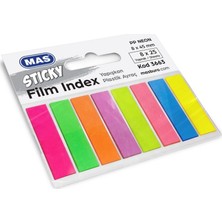 Mas 3663 Yapışkanlı Not Kağıdı Film Index 8 mm x 45 mm 8 Renk 8 x 25 cm Sayfa PP