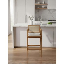 Gazzini Furniture Luna Hazeranlı Ahşap Bar Sandalyesi