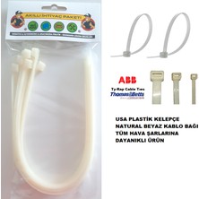 Gutsy Naturel Plastik Kelepçe Beyaz Kablo Bağı 37 cm x 8mm 10 Adet (Ty-Rap Thomas & Betts) (Made In U.s.a.)