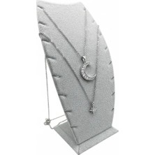 PremiumPort Gri Renk Süet Kumaş 18/9 cm Zincirli Ayaklı Kolye (Yerli Üretim)