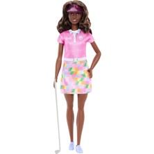 Barbie Golf Oyuncusu, Esmer, Moda Bebek, Pembe Golf Kıyafeti, Giyilebilen Elbise, Güneş Siperliği ve