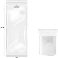PremiumPort Şeffaf Askılı Kumanda Poşeti 27X8 Cm, 100 Adet, Pratik ve Dayanıklı Ürün