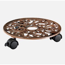 Evinizin Atölyesi 29cm Ferforje Tekerlekli Saksı Altlığı Metal