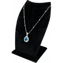 PremiumPort Yerli Üretim Süet Kumaş Siyah Renk 12/8 cm Kolye ve Zincir Ayaklı Stand