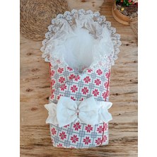 LTG Nova Yenidoğan Kar Tanesi Desenli Dantelli Duvaklı Bebek Battaniyesi Kundak Ekru