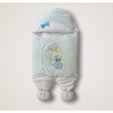 LTG Nova Yenidoğan Kadife Kumaş Ayıcık Nakışlı Şapkalı Kız Erkek Bebek Ayaklı Kundak Bebek Battaniyesi Mi