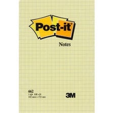 3M Post-It Yapışkanlı Not Kağıdı 100 Yaprak Kanarya Sarısı 102 x 152 mm Kareli Tasarım (662)