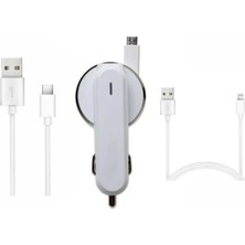 Esranın Dünyası 3.1A 15W Araç Şarj Aleti, Micro USB ve Type-C Kabloları ile Uyumlu