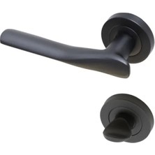 Esranın Dünyası Siyah Alüminyum Wc Banyo Kapı Kolu, Daire Rozetli Sürgülü Kapı Kulpu