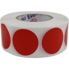 Esranın Dünyası 30MM Yuvarlak Kırmızı Işaretleme Etiketi - Rulo, 1000 Adet, Dayanıklı