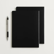Esranın Dünyası Özel Tasarım Siyah Kraft Kapaklı A4 Defter - 180 Derece Açılabilir