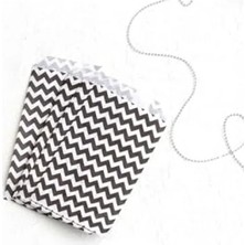 Esranın Dünyası Zikzak Desenli Beyaz-Siyah Kese Kağıdı Seti, 50 Adet, 11X20 cm