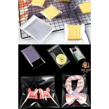 Esranın Dünyası Şeffaf Jelatin Poşet, Parlak Bantlı, Kurabiye Aksesuarı, 10X15 Cm, 50 Adet