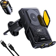 Esranın Dünyası 45W Araç Içi Şarj ve 15W Kablosuz Şarj Aleti - Handsfree Telefon Tutucu