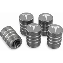 Esranın Dünyası Tesla Model Y Için Uyumlu 4 Adet Alüminyum Sibop Kapak Seti (Gri)