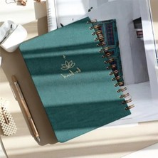 Esranın Dünyası A5 Spiralli Sert Kapak Keten Düz Çizgisiz Not Defteri - Koyu Yeşil